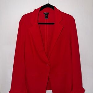 SOHO Apparel Ltd Red Ruffle Sleeve Blazer Jacket Size XL